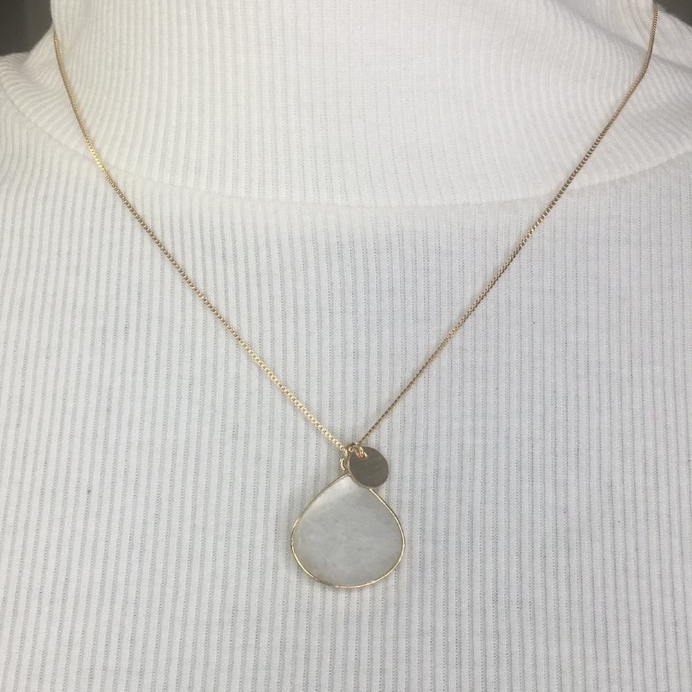 ATHENA’S Designs moonstone tear drop + mini disc gold plated 18"